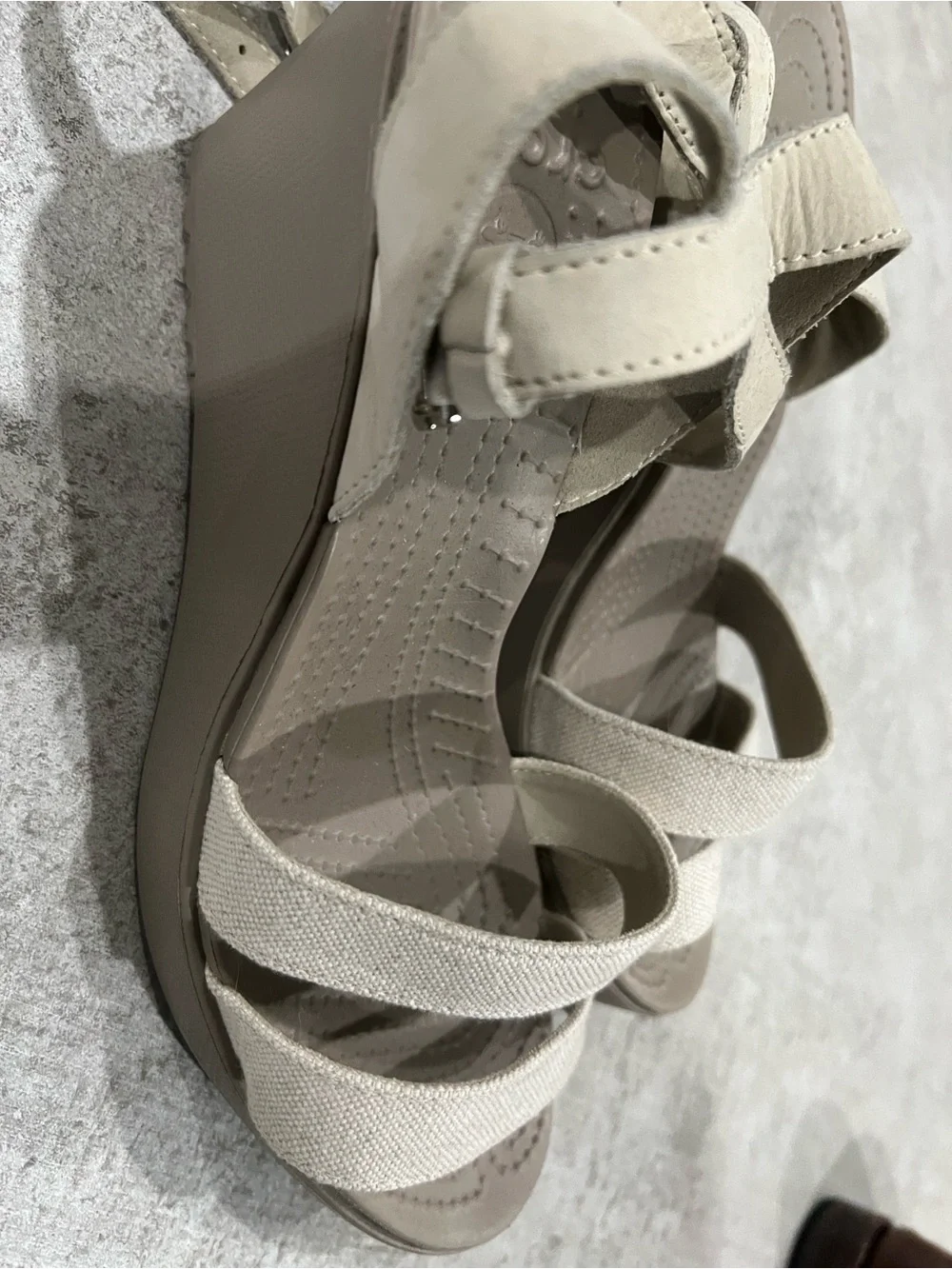 Crocs Leigh Women's Beige Wedge Sandals with Ankle Strap